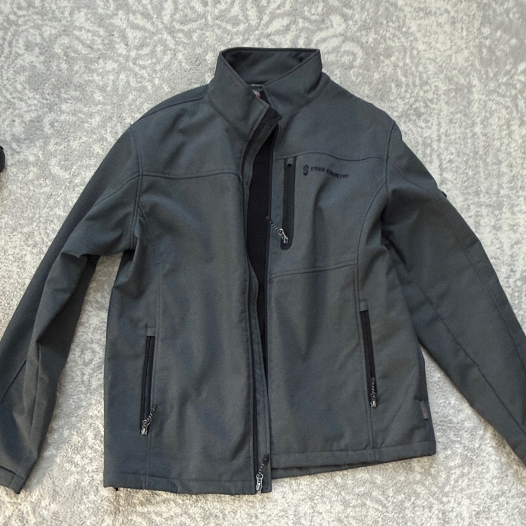 Free Country Men's Charcoal Softshell Jacket- Size M